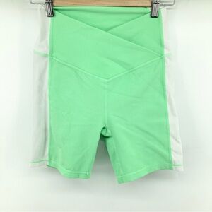 Wilo The Label Green Ribbed Athletic Crossed Waistband Shorts